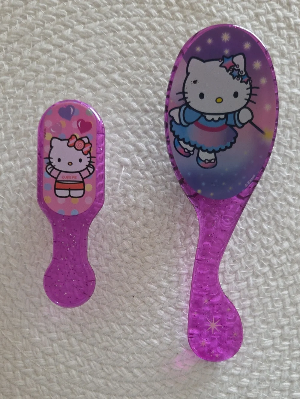 Hello Kitty Purple Glitter Kids Hair Brush Duo
